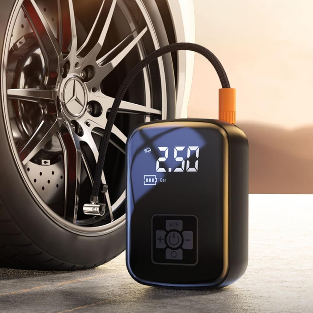 LYEAA Car wireless air pump Inflator, Air Compressor, Tyre Pressure Detection, for Bicycles, Motorcycles