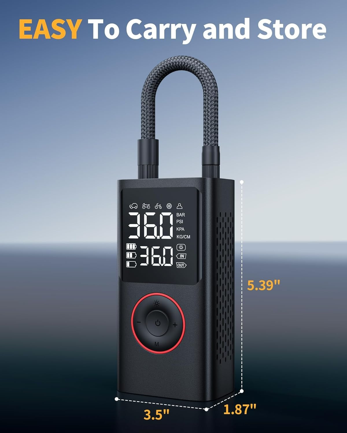 Tire Inflator Portable Air Compressor for Auto, Motorcycle, Bicycle, Balls