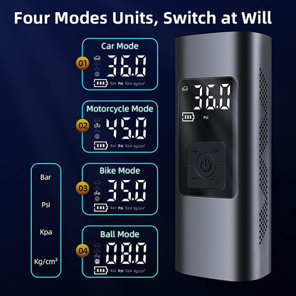 Fast Inflation: Electric Air Pump 6000 mAh Battery Compressor Universal 150 PSI Bicycle Pump Electric Mini with SOS LED for Car Tyres Bicycle Motorcycle Includes 2 Inflatable Tubes