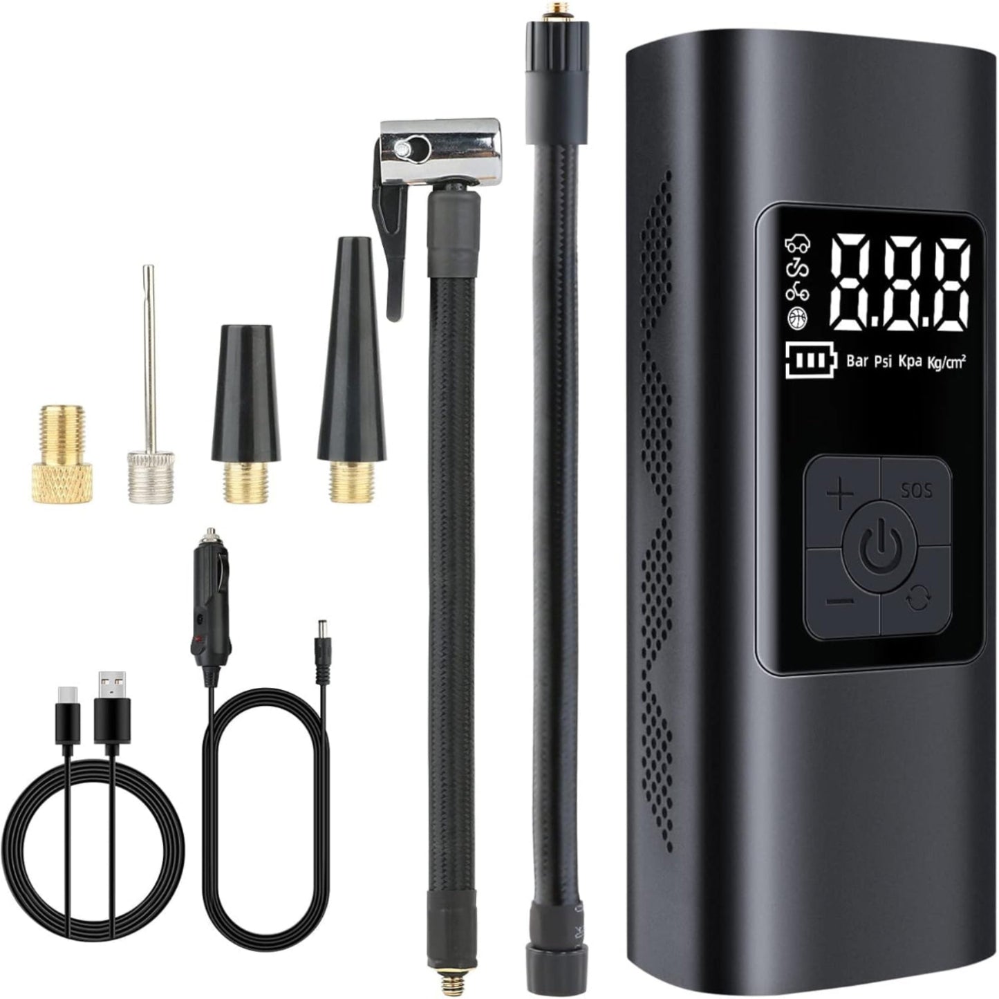 Fast Inflation: Electric Air Pump 6000 mAh Battery Compressor Universal 150 PSI Bicycle Pump Electric Mini with SOS LED for Car Tyres Bicycle Motorcycle Includes 2 Inflatable Tubes