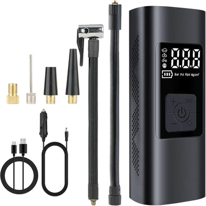 Fast Inflation: Electric Air Pump 6000 mAh Battery Compressor Universal 150 PSI Bicycle Pump Electric Mini with SOS LED for Car Tyres Bicycle Motorcycle Includes 2 Inflatable Tubes