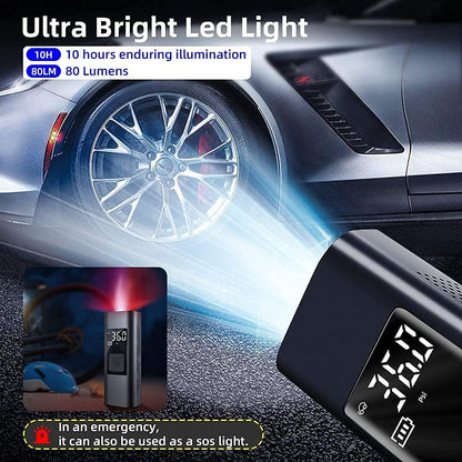 Fast Inflation: Electric Air Pump 6000 mAh Battery Compressor Universal 150 PSI Bicycle Pump Electric Mini with SOS LED for Car Tyres Bicycle Motorcycle Includes 2 Inflatable Tubes