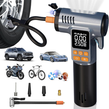 Tire Inflator Portable Air Compressor,180PSI & 6X Faster Air Pump for Car Tires,8 IN1 Bike pump with Digital Pressure Gauge and Auto Shut-Off,Cordless Tire Inflator for Ball Motorcycle