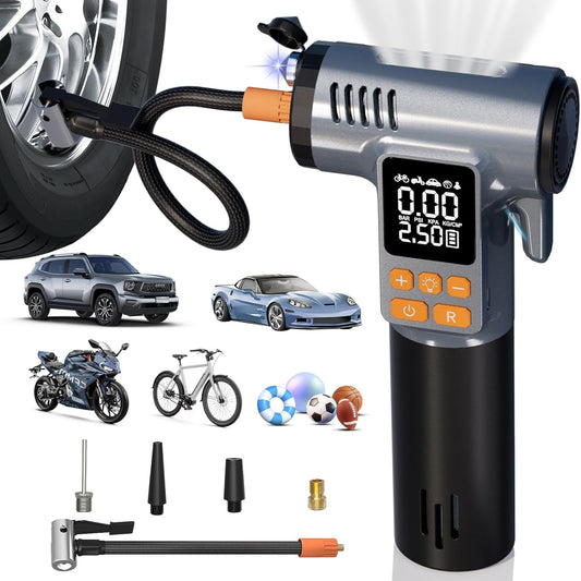 Tire Inflator Portable Air Compressor,180PSI & 6X Faster Air Pump for Car Tires,8 IN1 Bike pump with Digital Pressure Gauge and Auto Shut-Off,Cordless Tire Inflator for Ball Motorcycle