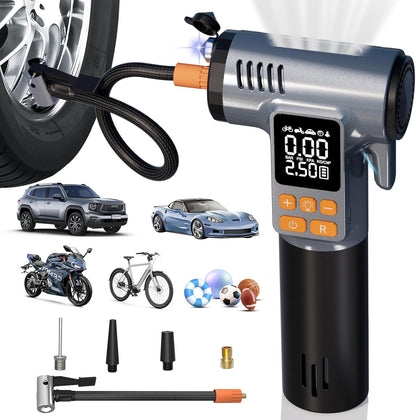 Tire Inflator Portable Air Compressor,180PSI & 6X Faster Air Pump for Car Tires,8 IN1 Bike pump with Digital Pressure Gauge and Auto Shut-Off,Cordless Tire Inflator for Ball Motorcycle