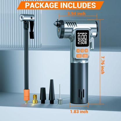 Tire Inflator Portable Air Compressor,180PSI & 6X Faster Air Pump for Car Tires,8 IN1 Bike pump with Digital Pressure Gauge and Auto Shut-Off,Cordless Tire Inflator for Ball Motorcycle